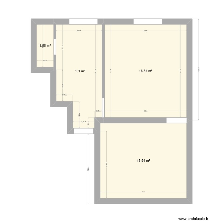 appart. Plan de 4 pièces et 41 m2