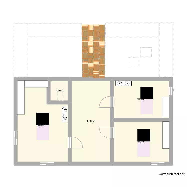 entrainment. Plan de 5  et 59 m²