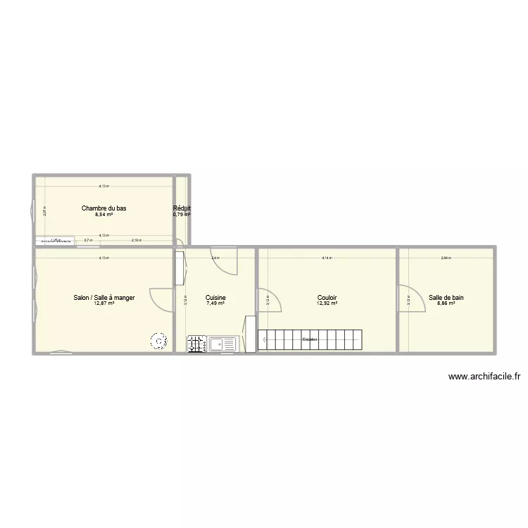 Hauteville REZ. Plan de 6 et 51 m² Hauteville REZ. Plan de 6 et 51 m²