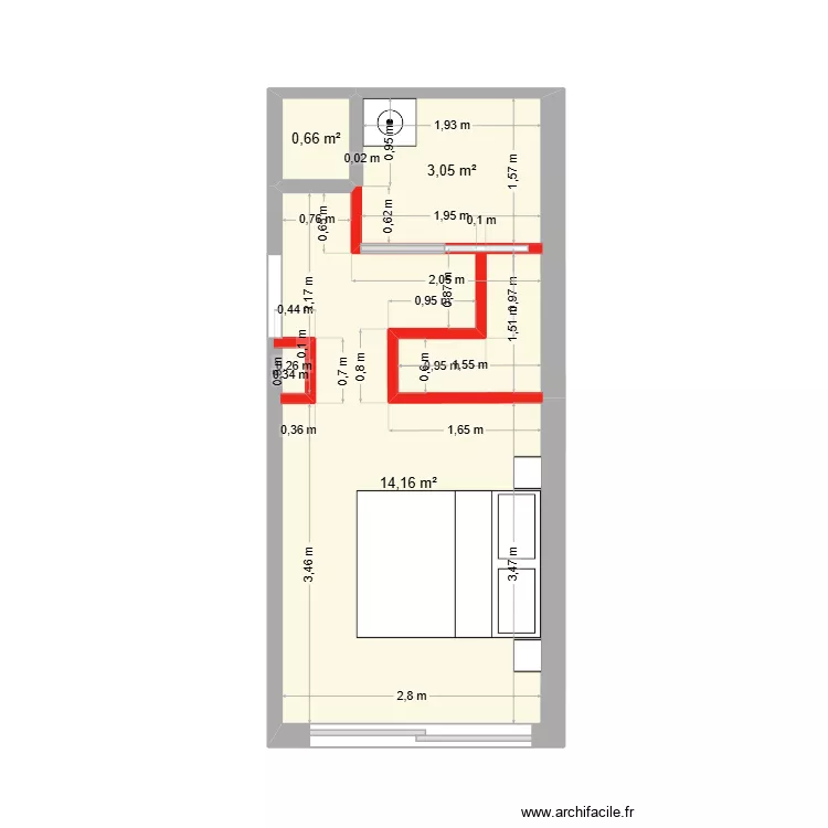 Garage. Plan de 3  et 18 m²