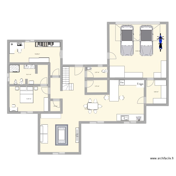 maison garage. Plan de 13 pièces et 208 m2