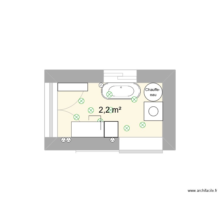 salon. Plan de 1 pièce et 2 m2