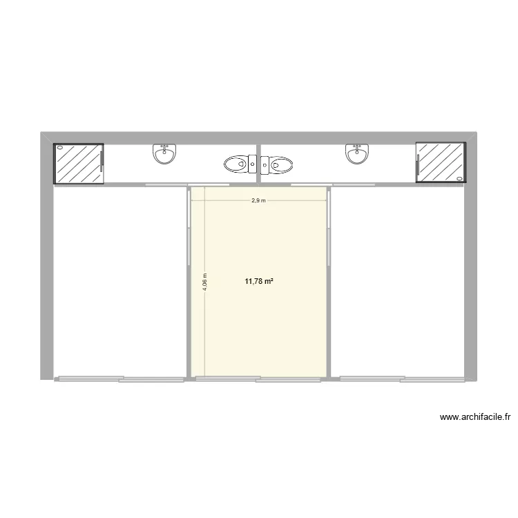 Chalet 45m2. Plan de 1 Pièce et 12 m²