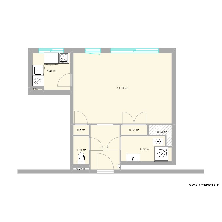 juan les pins. Plan de 10 pièces et 38 m2