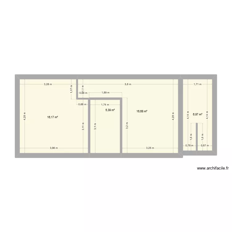 1er. Plan de 4 Pièces et 45 m²
