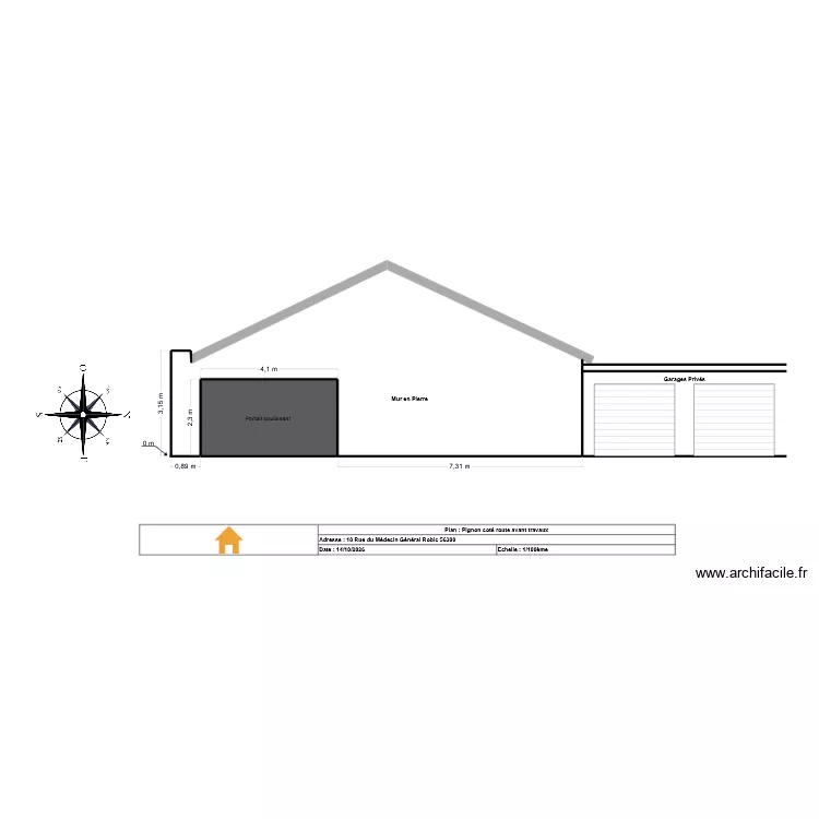 Pignon 1 : Avant travaux. Plan de 1 et 9 m² Pignon 1 : Avant travaux. Plan de 1 et 9 m²