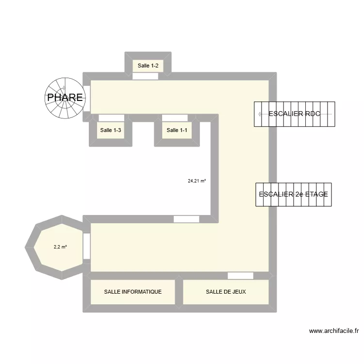 1er étage. Plan de 7 et 33 m² 1er étage. Plan de 7 et 33 m²