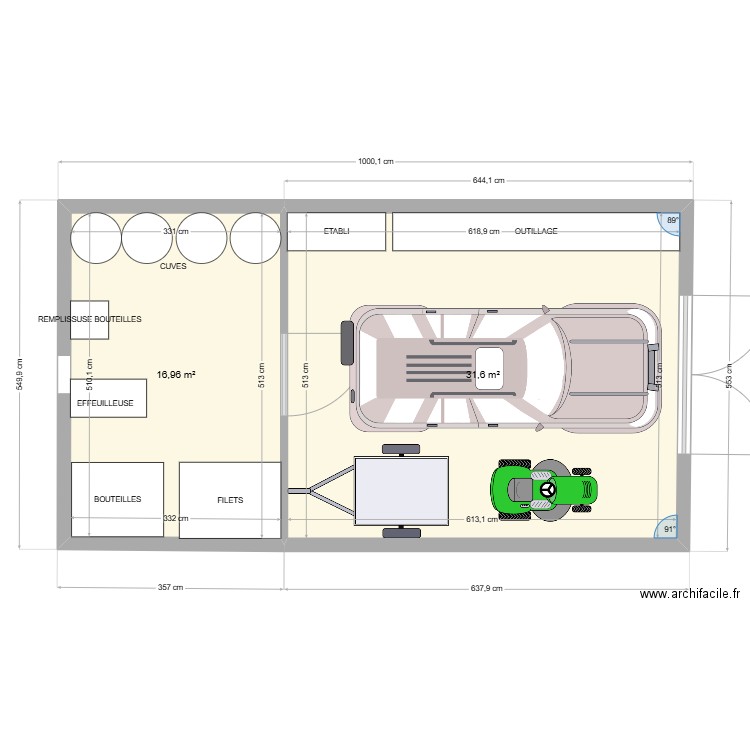 GARAGE 2. Plan de 2 pièces et 49 m2