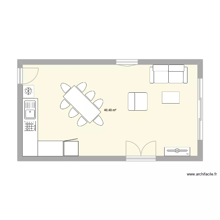 Garconnière aménagée. Plan de 1 et 40 m² Garconnière aménagée. Plan de 1 et 40 m²