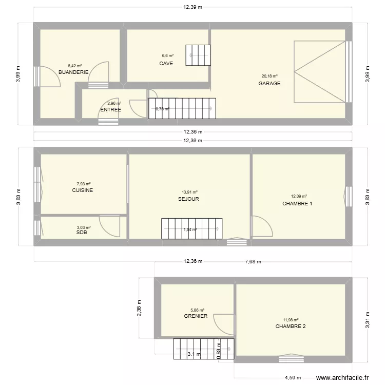 BRULLEBOIS ALLAN. Plan de 12  et 95 m²