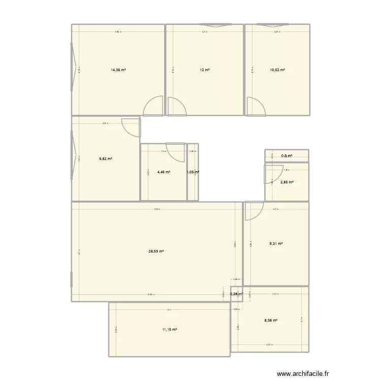 Troncs 20. Plan de 13 pièces et 113 m²