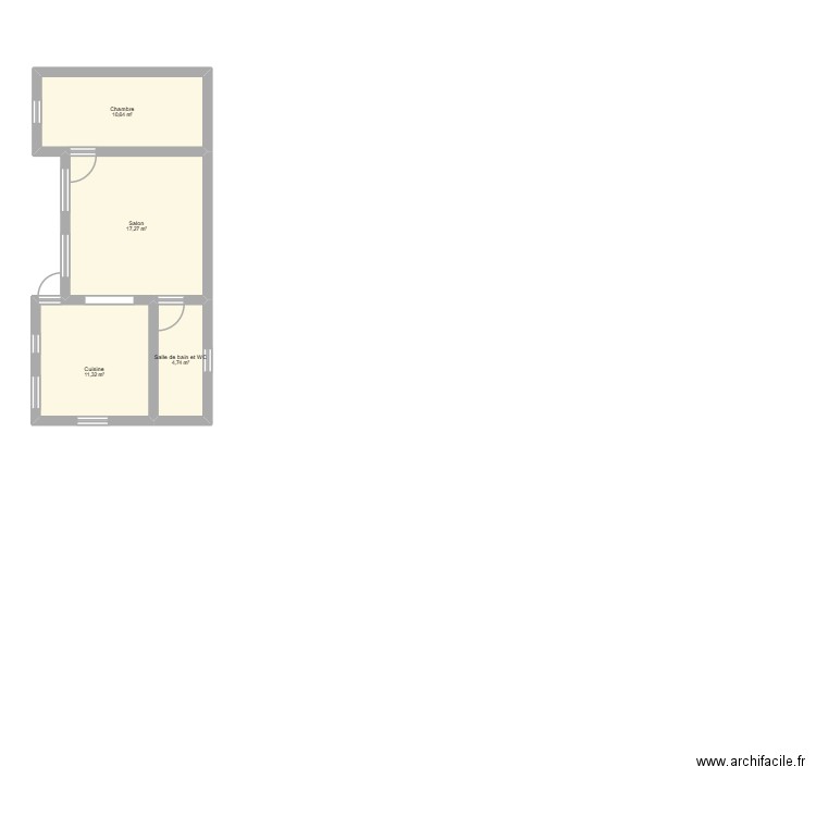 noiseux. Plan de 4 pièces et 44 m2