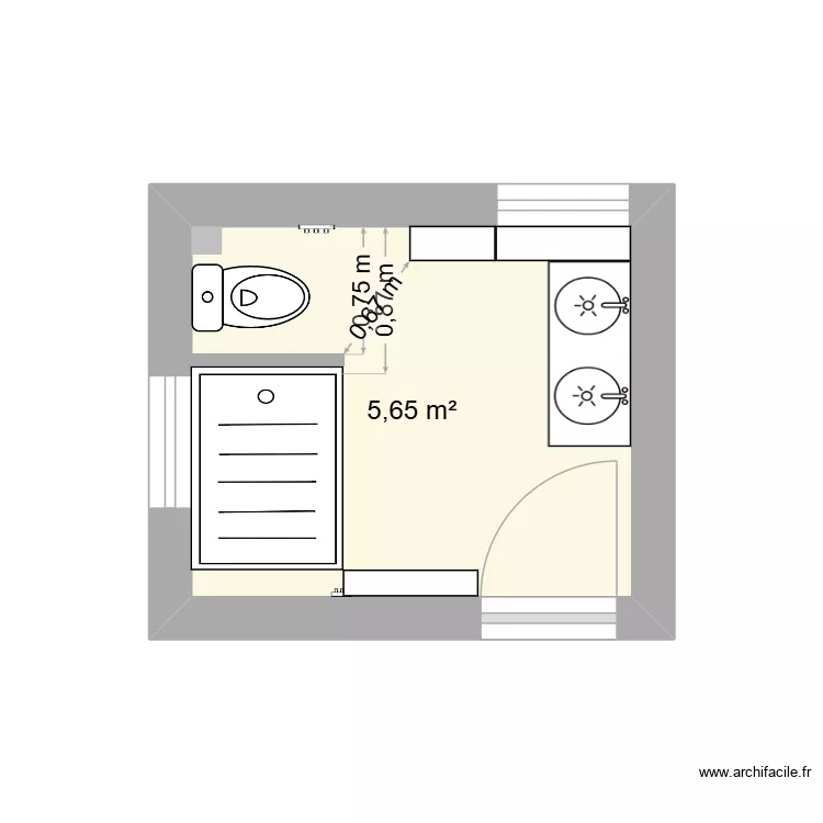 2026.05.25.salle d'eau. Plan de 1 et 6 m² 2026.05.25.salle d'eau. Plan de 1 et 6 m²