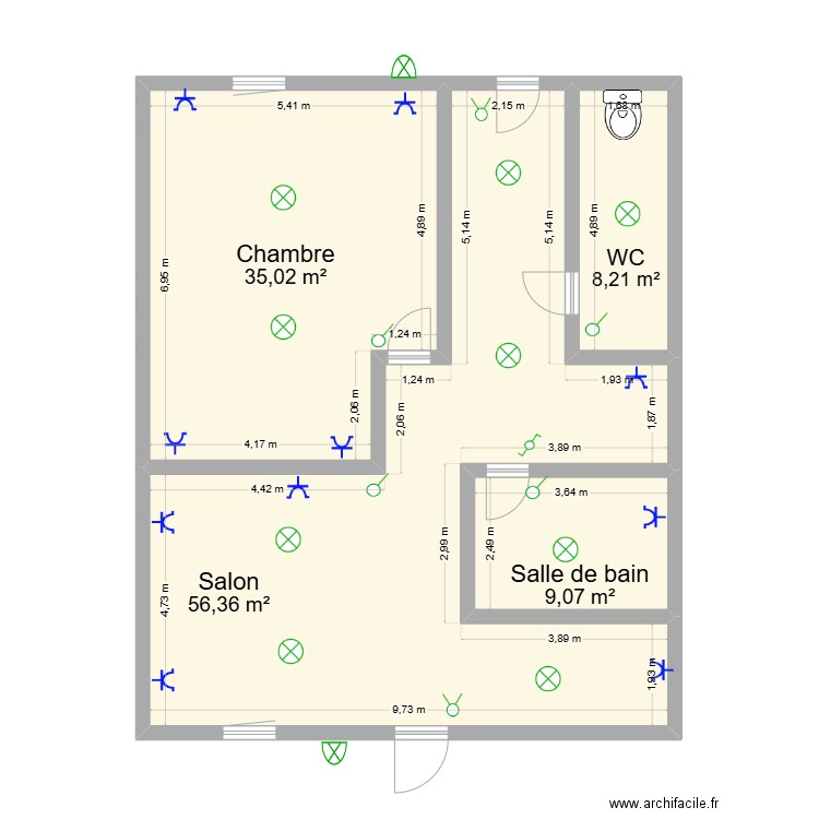 AFFAIRE CHRISTOPHER CABERIA 2. Plan de 4 pièces et 109 m2