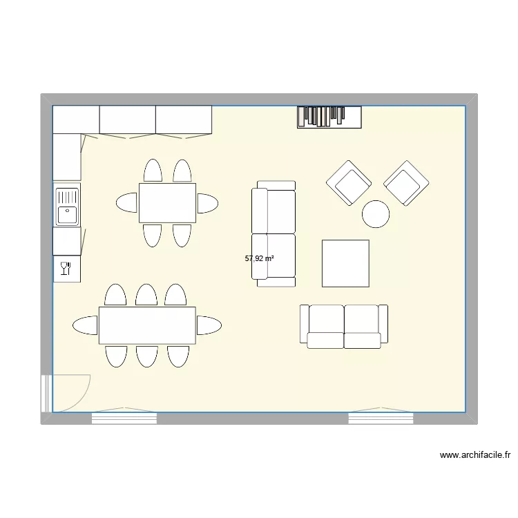Cuisine /s&eacute;jour. Plan de 