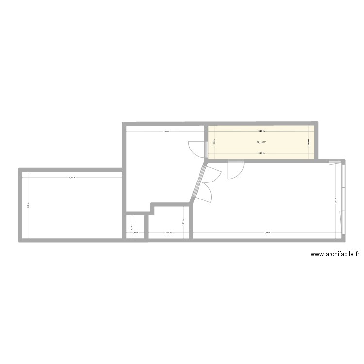 etterbeek. Plan de 1 pièce et 9 m2