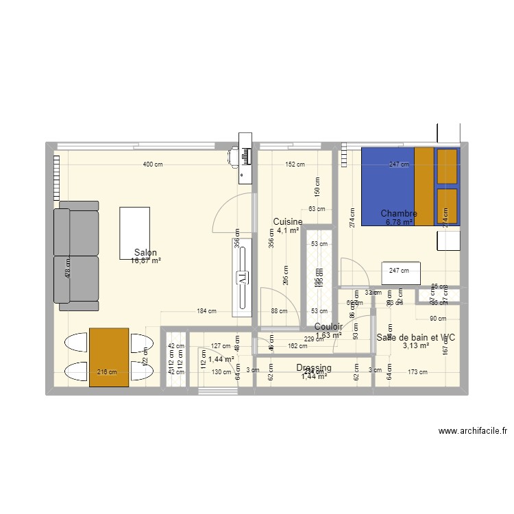 Soleil ameublement v2. Plan de 10 pièces et 37 m2