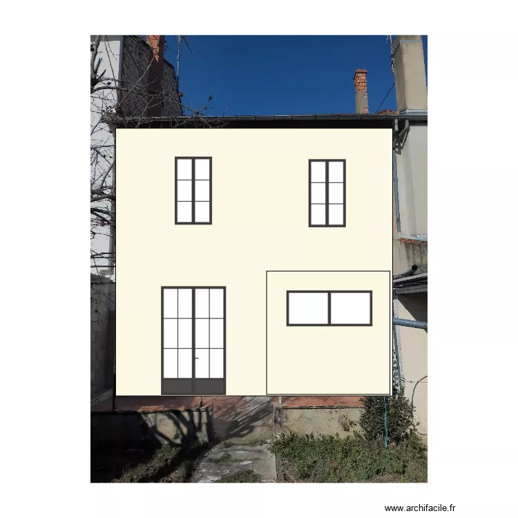 Dordogne Facade jardin. Plan de 