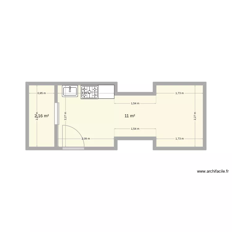 Tinyfish. Plan de 3  et 28 m²