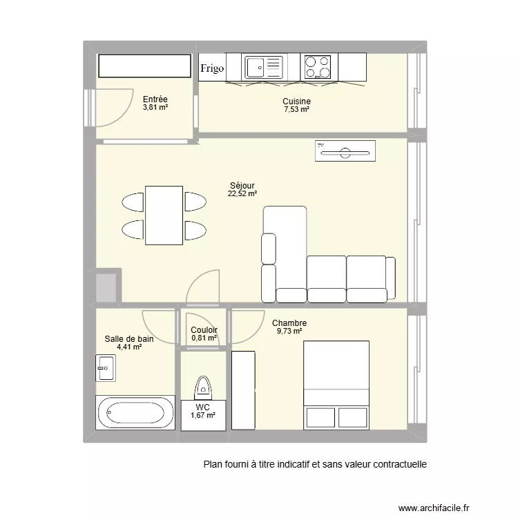 MBChLo03bte26 (v2). Plan de 8  et 51 m²