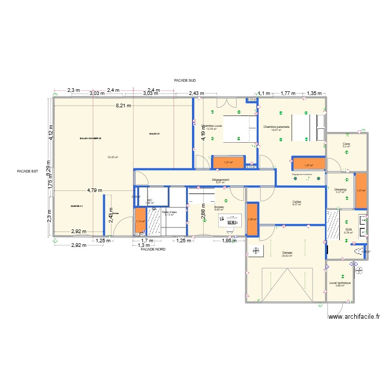 grenay poulieu plan nu. Plan de 22 pièces et 167 m2