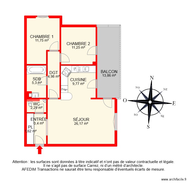 BI 28811. Plan de 13 pièces et 117 m2
