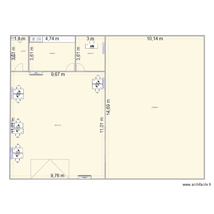 PLAN 20 2eme bureaux. Plan de 5 pièces et 290 m2