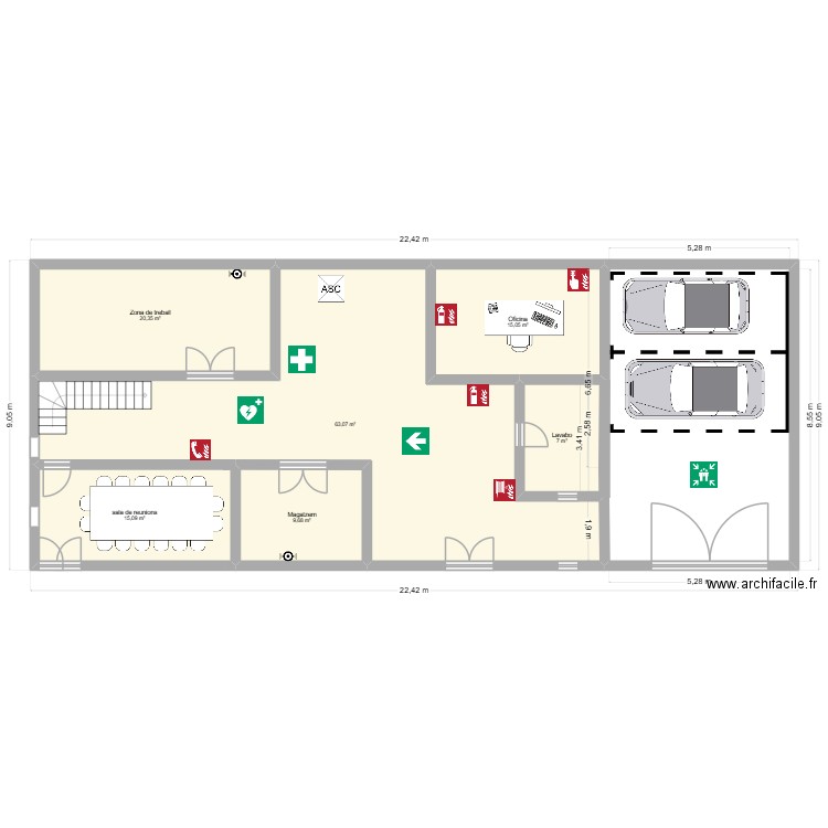 planta bixa. Plan de 6 pièces et 130 m2