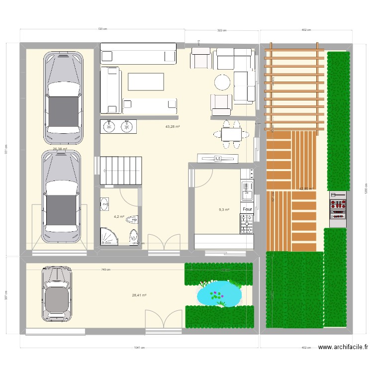 Maison de ville . Plan de 6 pièces et 154 m2