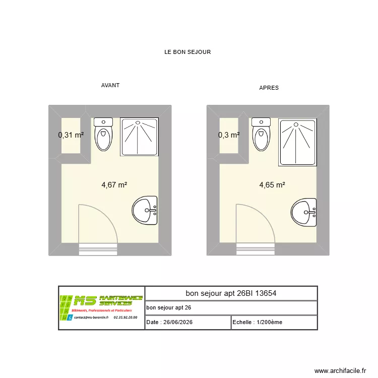 bon sejour apt 26. Plan de 4  et 10 m²