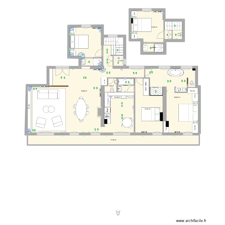 6 LAURISTON 4. Plan de 9 pièces et 157 m2