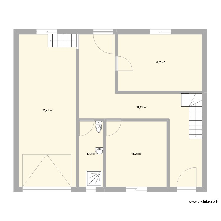 1215555. Plan de 5 pièces et 102 m2