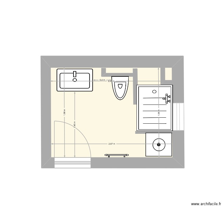 idee Salle de bain akif. Plan de 1 pièce et 5 m2