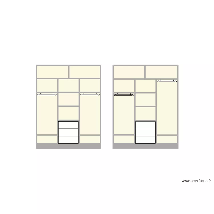 dressing. Plan de 25  et 8 m²