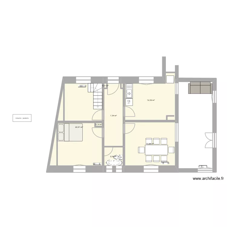 Etage 1. Plan de 7  et 59 m²