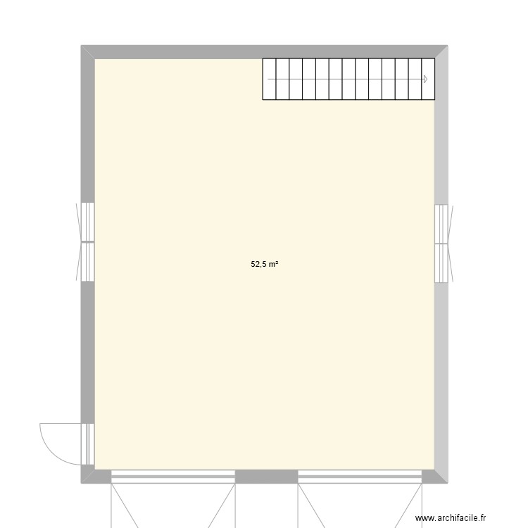 bas garage. Plan de 1 pièce et 53 m2