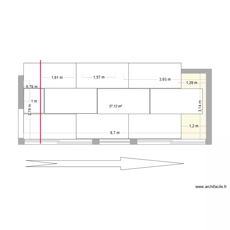 guinguette - placo. Plan de 1  et 27 m²