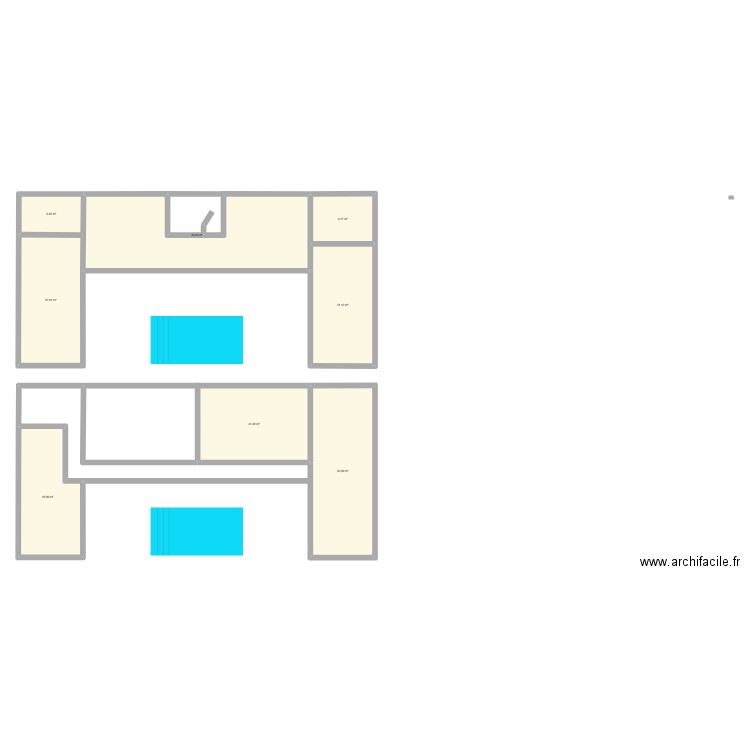 Plan riad Bab  Doukalah 1 patio. Plan de 8 pièces et 173 m2