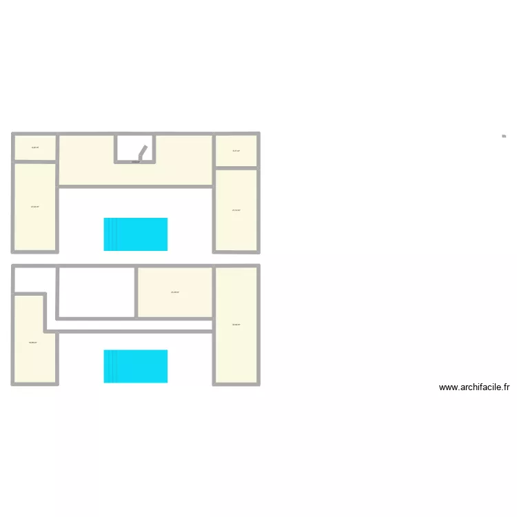 Plan riad Bab  Doukalah 1 patio. Plan de 8 pièces et 173 m²