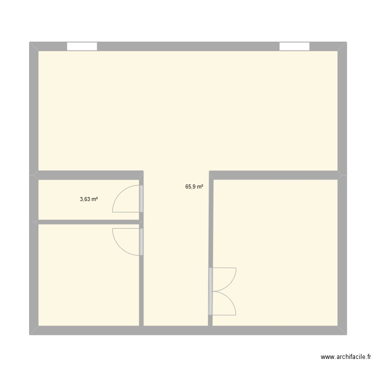 sher. Plan de 2 pièces et 70 m2