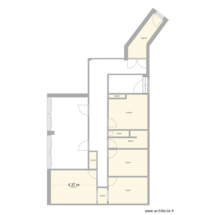 appartement lycée Beauregard. Plan de 10 pièces et 60 m2
