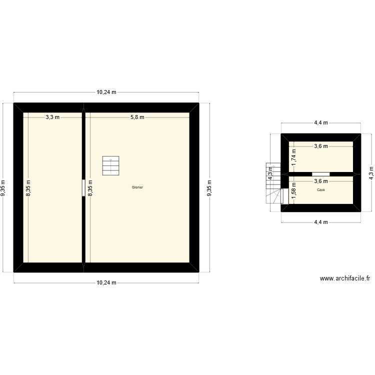 2er - Lesterny. Plan de 4 pièces et 88 m2