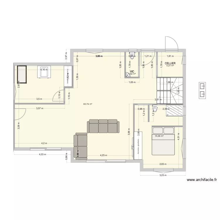 MOB guemen&eacute;. Plan de 4 Pièces et 84 m²