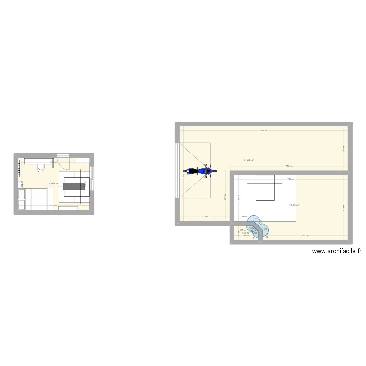 salle muscu. Plan de 4 pièces et 87 m2