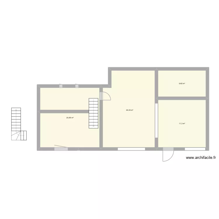 projet 1er Ma&ccedil;on. Plan de 4  et 82 m²