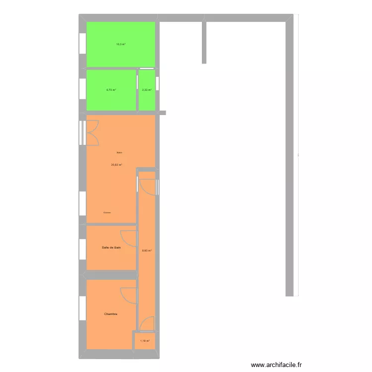 plan g&eacute;n&eacute;ral 1er. Plan de 8  et 69 m²