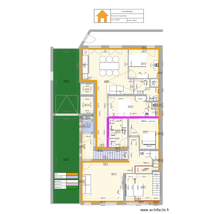 rdz 1.1. Plan de 31 pièces et 172 m2