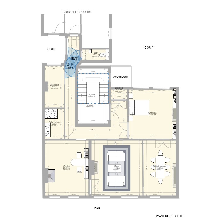 Plan appartement projet. Plan de 10 pièces et 128 m2
