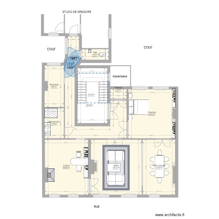 Plan appartement projet. Plan de 0 pièce et 0 m2