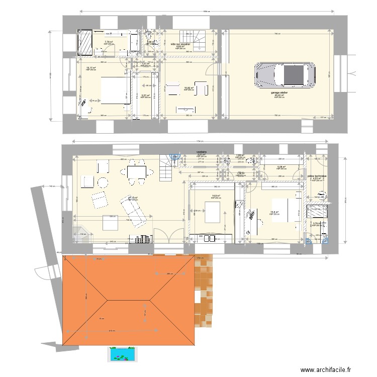 grange 19 janvier 21v3. Plan de 17 pièces et 197 m2